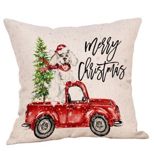 Red Truck with Christmas Tree, Doggie,